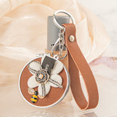 Camellia Flower Compact Mirror Keychain, Stylish Double-Sided Folding Makeup Mirror with 95% High Reflectivity, Portable Pocket Mirror with Wrist Strap for Purse/Travel, Gift for Women & Fashion Lovers
