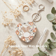 Heart-Shaped Bling Rhinestone Compact Makeup Mirror Double-Sided Portable Pocket Mirror, Eco-Friendly Material, 95% Reflectivity, Stylish Gift for Women & Girls (2.5x2.4 inch)