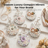 Rhinestone Bunny Compact Mirror Keychain, Flower Decor, Double-Sided Portable Folding Makeup Mirror, 95% High-Definition Reflection, for Girls, Travel, Daily Touch-Ups & Gifts