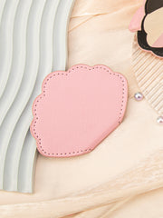 Unbreakable Stainless Steel Pocket Mirror with Shell / Cloud PU Leather Sleeve - Cute Scalloped Shatterproof Portable Travel Makeup Mirror for Purse, Wallet, Girls & Gifts (Pastel Pink) ๐โ๏ธ๐ชโจ