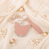 Butterfly Compact Mirror Keychain - Cute Shaped Double-Sided Folding Travel Mirror with Plastic Frame - Pocket Purse Charm Vanity Mirror with Wrist Lanyard for Women, Girls & Students 🦋✨