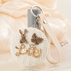 Cute Hello Kitty Tweed Compact Mirror, Portable Keychain Makeup Mirror with 95% High Reflectivity, Double-Sided Folding Pocket Mirror for Purse/Travel, Gift for Women & Girls