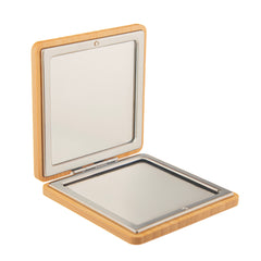 Eco-Friendly Bamboo Square Compact Mirror, 85*85mm Portable Pocket Mirror with 95% High Reflectivity, Mini Folding Makeup Mirror for Purse, Travel Vanity Mirror for Women, Available in Bamboo/Acacia/Beech/Walnut Wood