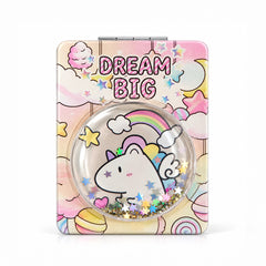 Dream Big unicorn liquid glitter quicksand compact mirror