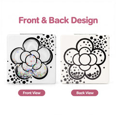 Front and back design of Star Bloom flower liquid glitter quicksand compact mirror