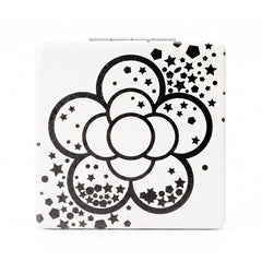 Star Bloom flower square compact mirror back design