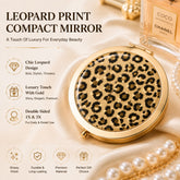 Gold leopard print epoxy folding compact mirror 1X 3X leopard design