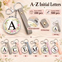 A to Z initial letter keychain gift customization overview