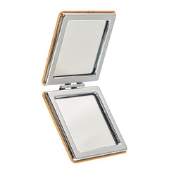 1 PC PU Leather Mirror Banboo Pattern 2X Magnification Square Folding Double-sided Pocket Mirror Elegant Bamboo Pattern Looks Beautiful And Suitable As Gift For Mother Daughter Sister Girlfriend Suitable To Use At Home School Company And Other Occasions