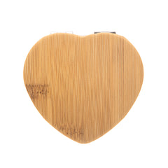 1 PC PU Leather Mirror Banboo Pattern 2X Magnification Heart Folding Double-sided Makeup Mirror Elegant Bamboo Pattern Makes Appearance Beautiful Suitable As Gift For Mother Sister Girlfriend Suitable To Use At Home School Company And Other Occasions