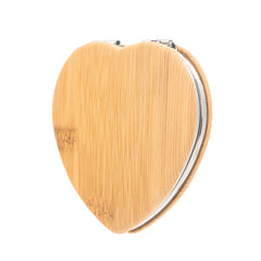 1 PC PU Leather Mirror Banboo Pattern 2X Magnification Heart Folding Double-sided Makeup Mirror Elegant Bamboo Pattern Makes Appearance Beautiful Suitable As Gift For Mother Sister Girlfriend Suitable To Use At Home School Company And Other Occasions