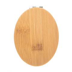 1 PC PU Leather Mirror Banboo Pattern 2X Magnification Elliptical Folding Double-sided Pocket Mirror Elegant Bamboo Pattern Makes Appearance More Beautiful Suitable For Mother Sister Girlfriend Suitable To Use At Home School Company And Other Occasions