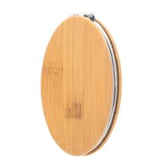 1 PC PU Leather Mirror Banboo Pattern 2X Magnification Elliptical Folding Double-sided Pocket Mirror Elegant Bamboo Pattern Makes Appearance More Beautiful Suitable For Mother Sister Girlfriend Suitable To Use At Home School Company And Other Occasions