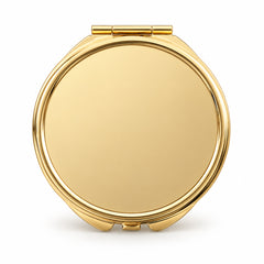 60mm round DIY blank pill box with mirror light gold front view