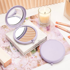 65mm Folding Button Makeup Mirror Double-Sided Compact Mirror Multiple Candy Colors (Pink, Purple, Red, White