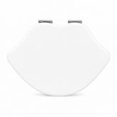 White blank lip-shaped PU leather compact mirror front view for custom logo printing