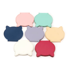 PU Eco-Friendly Leather Single-Sided Stainless Steel Makeup Mirror,HD Mirror, Cat Head Shape Design, Lightweight and Portable