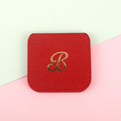 Fashionable Square Stainless Steel Desktop Makeup Mirror, PU Eco-Friendly Leather Decoration, Customized Pattern