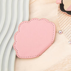 1 PC Pink Cloud-Shaped Stainless Steel Makeup Mirror Single-Sided With Leather Shell Standable Design Ideal Gift For Mother Daughter Sister Girlfriend Suitable For Home Office Travel And More