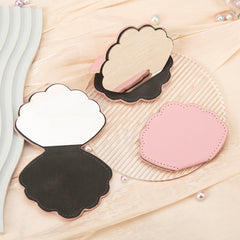 1 PC Pink Cloud-Shaped Stainless Steel Makeup Mirror Single-Sided With Leather Shell Standable Design Ideal Gift For Mother Daughter Sister Girlfriend Suitable For Home Office Travel And More