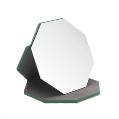 1 PC Octagon Stainless Steel Compact Mirror Single-Sided With Leather Case Multiple Color Options For Elegant Display Ideal For Precision Makeup Suitable For Home Office Travel And Gifting