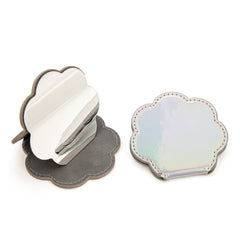 Flower Shaped Stainless Steel Single Sided Makeup Mirror With Laser Matte Leather Case Multiple Color Options Elegant And Stylish