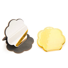 Flower Shaped Stainless Steel Single Sided Makeup Mirror With Laser Matte Leather Case Multiple Color Options Elegant And Stylish
