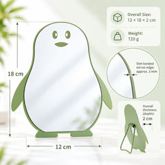 Penguin tabletop mirror dimensions 12 x 18 x 2 cm, 120 g, approx. 3 mm bonded mirror edge