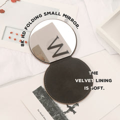 Chic European-style gilding, 8cm round folding mirror in khaki, stainless steel material that won't break when dropped. Elevate your desk with this trendy accessory! ✨