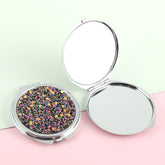 1PC Round Key Chain Makeup Mirror Folding Double Side Compact Mirror The Colorful Loose Powder Is Beautiful And Shiny Very Suitable As A Gift To Important People Like Mother Sister Or Lover At Various Festivals Small And Convenient For Any Occasion