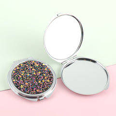 Round Key Chain Makeup Mirror Folding Double Side Compact Mirror The Colorful Loose Powder Is Beautiful And Shiny Very