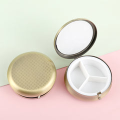 1PC Round Pill Box With Compact Mirror Epoxy Butterfly Pattern Bronze Pill Box Advanced And Beautiful Can Be Used As A Gift Suitable For Going Out  Easy To Carry Various Functions Suitable For Use At Home Or For Traveling