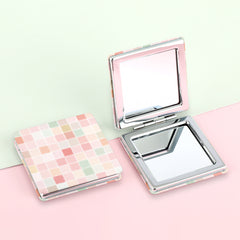 1PC PU Leather Makeup Mirror Square Folding Double-sided Cosmetic Mirror  2X Magnification Beautiful Lovely Prints Are Suitable For Girls As Gifts For Various Festivals And Also Suitable For Various Occasions At Home Outside And Other Occasions
