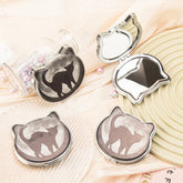 1PC PU Leather Makeup Mirror Folding Cat Head Double Side Compact Mirror 2X Magnification Cut Cat Pattern Suitable As Gift For Sister And Mother Or Lover Suitable For Birthday And Valentine's Day And Various Festivals And Also Suitable For All Occasions