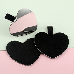 1 PC Heart Single-Sided Makeup Mirror Leather Pull-Out Case Stainless Steel Frame Compact Design Ideal Gift For Mother Daughter Sister Girlfriend Suitable For Home Office Travel And More