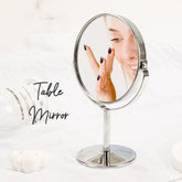 1 PC Silver Round Table Makeup Mirror With Elegant Design And HD Clarity Perfect For Home Office And Vanity Use Ideal For Precision Makeup Application A Stylish And Functional Accessory Great As A Gift For Mother Daughter Sister Or Girlfriend