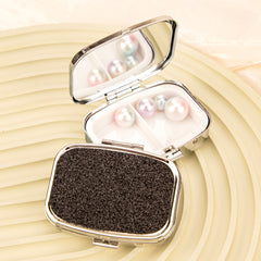 Rectangular Metal Pillbox With Colorful Powder Decoration And Built-In Mirror