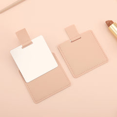 1 PC Square Sliding Single-Sided Makeup Mirror Stainless Steel With Leather Exterior Portable Compact Design Ideal For Precision Makeup Perfect Gift For Mother Daughter Sister Girlfriend Suitable For Home Office Travel And More