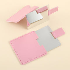 1 PC Square Sliding Single-Sided Makeup Mirror Stainless Steel With Leather Exterior Portable Compact Design Ideal For Precision Makeup Perfect Gift For Mother Daughter Sister Girlfriend Suitable For Home Office Travel And More