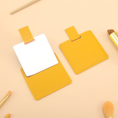 1 PC Square Sliding Single-Sided Makeup Mirror Stainless Steel With Leather Exterior Portable Compact Design Ideal For Precision Makeup Perfect Gift For Mother Daughter Sister Girlfriend Suitable For Home Office Travel And More