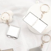 1 PC DIY Blank Keychain Mirror 2X Magnification Double Side Portable Design Perfect For Personalization Ideal Gift For Friends Family Special Occasions