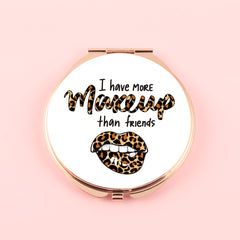 Fashionable Round Makeup Mirror, Two-Color Gold and Silver, PU Eco-Friendly Design, HD 60*60mm Mirror,Seven Unique Patterns, A Glimpse of Elegant Life in One Mirror