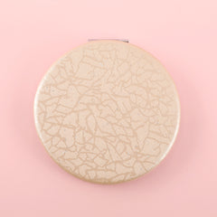 PU Glitte Textured Cosmetic Mirror, HD Glass Mirror with Plating Silver Metal Frame, Beautiful Round Design, Size 70*70mm, Exquisite Details, Early Access to the Trend