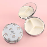 Eco-Friendly Leather Decoration, DIY with Ever-Changing Patterns, HD Glass Mirror, Silver Plating Frame, 70*70mm Round Pill Box, Blue, Pink, Light Pink, Capture the Colorful Things in Life