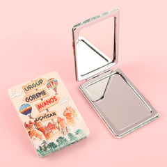 Intimate Customization, PU Eco-Friendly Leather, Plating Silver Edge, HD Mirror,Create Your Own Personalized Makeup Mirror, the Ideal Size of 85*62mm, to Perfectly Express Yourself