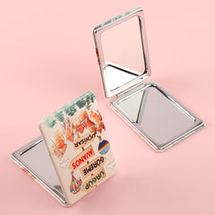 Intimate Customization, PU Eco-Friendly Leather, Plating Silver Edge, HD Mirror,Create Your Own Personalized Makeup Mirror, the Ideal Size of 85*62mm, to Perfectly Express Yourself