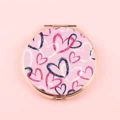 PU Eco-Friendly Leather Material with Plating Gold Frame, 70*70mm HD Glass Round Cosmetic Mirror, Seven Fashionable Styles for You to Choose From