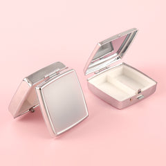 Portable Plating Silver Pill Box,2-Compartment Square Design, 55*55 mm Button Pill Box, Easy to Load Medications, Stylish and Practical, Carry It with You to Meet Your Various Medication Needs in Daily Life and Travel