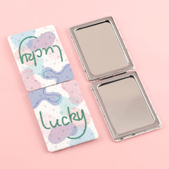 PU Glitte Eco-Friendly Leather, Sparkling HD Glass, Plating Silver and Gold Edge,A Must-Have Sterling Silver Fantasy Makeup Mirror for Friends