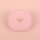 Little Bee Style PU Eco-Friendly Leather Cosmetic Mirror, Pink Color, Stainless Steel Glass Design, a Perfect Gift for Friends